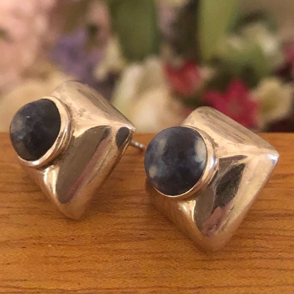 Silpada Sterling Silver Blue Sodalite Earrings on Posts P0522 - Picture 6 of 16